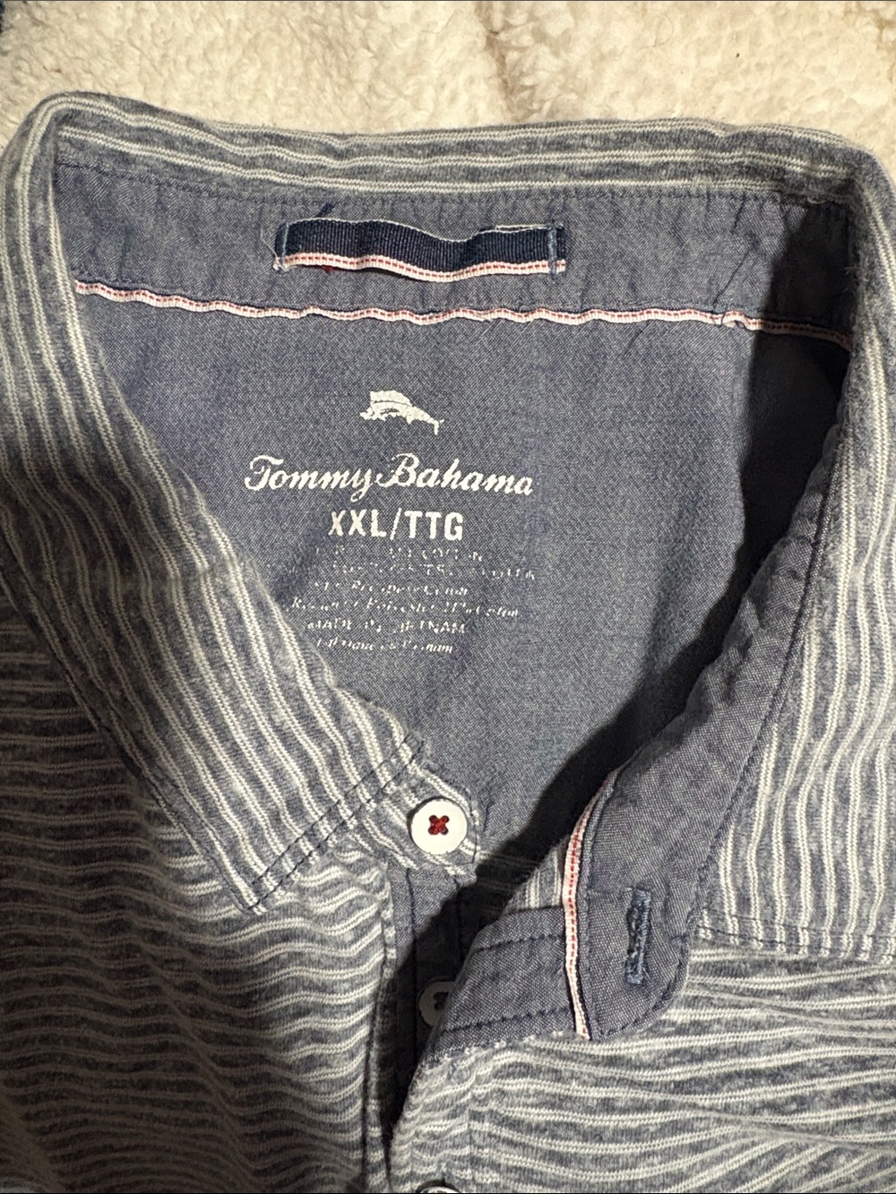Tommy Bahama Gray Blue Striped Button-Down Shirt